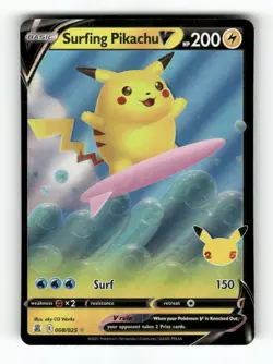 Surfing Pikachu V - 008/025 - Celebrations - Pokemon - V Rare - Holo NM - Image 1