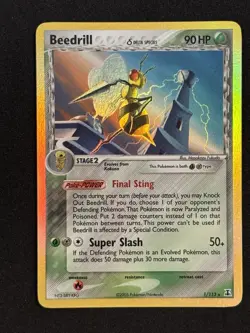 Pokemon TCG Beedrill 1/113 Rare Delta Species Holo LP - Image 1