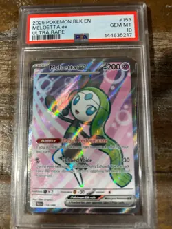 POKEMON 2025 Black Bolt Ultra Rare MELOETTA EX #159 PSA 10 Gem Mint RARE - Image 1