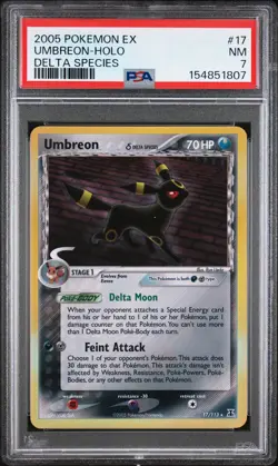 2005 POKEMON EX DELTA SPECIES #17 UMBREON-HOLO PSA 7 - Image 1