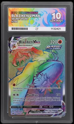 Blaziken VMAX Chilling Reign Secret Rainbow Rare Graded Pokemon Card ACE 10 - Image 1