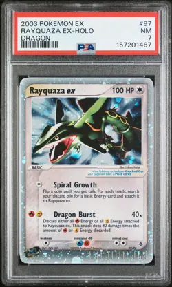 2003 POKEMON EX DRAGON #97 RAYQUAZA EX-HOLO PSA 7 - Image 1