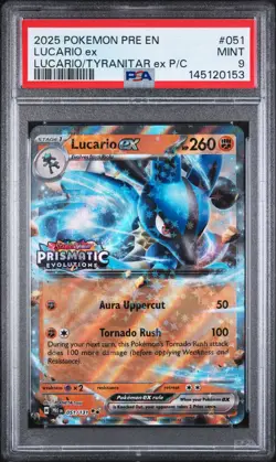 2025 POKEMON PRE EN-PRISMATIC EVOLUTIONS #051 LUCARIO EX PSA 9 - Image 1