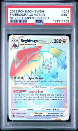 2022 POKEMON SWORD & SHIELD SILVER TEMPEST SECRET FULL ART/REGIDRAGO VSTAR PSA 9 - Image 1