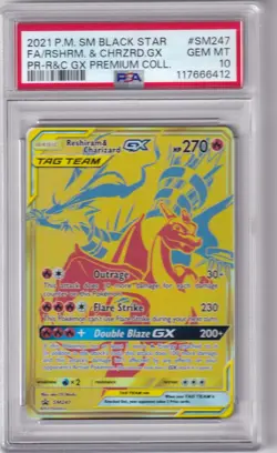 2021 POKEMON SM BLACK STAR PROMO #SM247 FA/RASHIRAM. & CHARIZARD.GX PR-R&C GX PR - Image 1