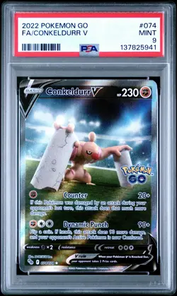 2022 POKEMON GO #074 FULL ART/CONKELDURR V PSA 9 - Image 1