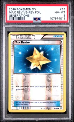 2016 POKEMON XY GENERATIONS #65 MAX REVIVE-REVERSE FOIL PSA 8 - Image 1