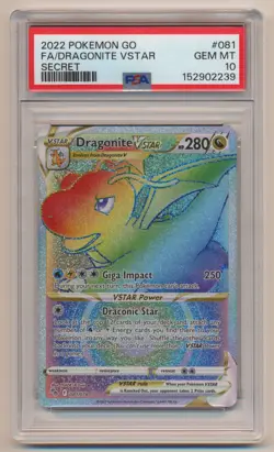PSA 10 Pokemon GO Full Art Secret Dragonite VStar 081/078 GEM MINT Condition! - Image 1