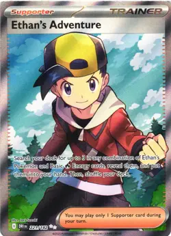 ETHAN'S ADVENTURE 221/182 ULTRA RARE DESTINED RIVALS POKEMON HOLO LIGHTLY PLAYED - Image 2