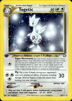 Pokemon Togetic 16/111 Neo Genesis Holo 1st Edition Heavily Played - Creased - Image 1