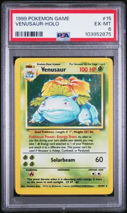 1999 POKEMON BASE SET UNLIMITED #15 VENUSAUR-HOLO PSA 6 - Image 1