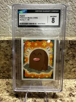 1998 Pokemon Merlin Series 1 #50 Diglett Sticker CGC 8 - Image 1