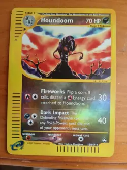 Pokemon TCG Aquapolis Houndoom Rare Holo e-Reader #15/147 English 2002 - Image 2