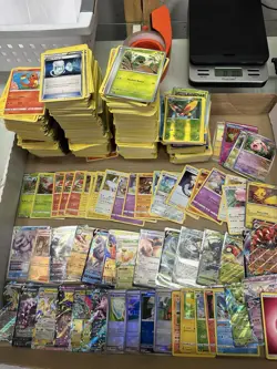 7 lbs of yellow border pokemon cards bulk holos and non + hits ex / v LP-HP - Image 1