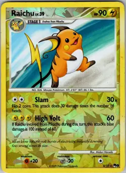 Raichu 3/17 Rare POP Series 9 Pokemon Reverse Holo Moderately Played - Image 1