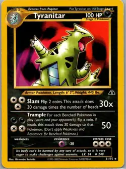 Tyranitar 31/75 Rare Neo Discovery Pokemon Unlimited Near Mint - Image 1