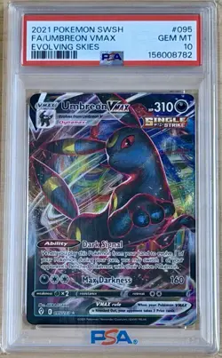 2021 Pokemon SWSH Evolving Skies #095 FA Umbreon VMax PSA 10 GEM 💎 MINT - Image 1