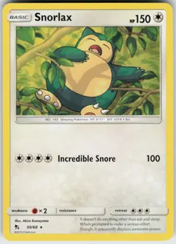 Snorlax 50/68 Rare Hidden Fates Pokemon Near Mint - Image 1