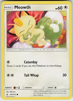 Meowth 147/214 Common Unbroken Bonds Pokemon Near Mint - Image 1