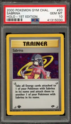 Pokemon Sabrina Gym Challenge 1st Edition Holo Rare #20 PSA 10 Gem Mint - Image 1