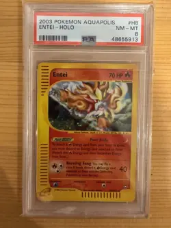 2003 POKEMON AQUAPOLIS #H8 ENTEI-HOLO PSA 8 SWIRL - Image 1