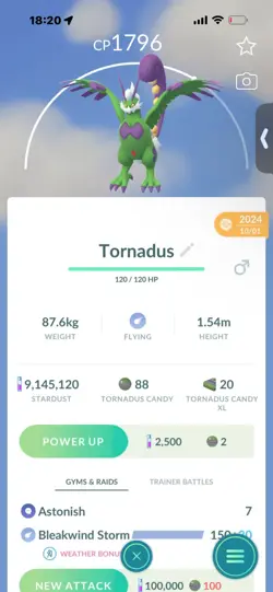 Pokemon Go Legendary Tornadus ( Normal ) (Reduced) - Image 1