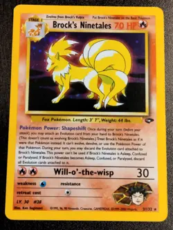 Pokemon TCG Brock's Ninetales Unlimited Holo Rare Card Gym Challenge 3/132 - Image 1