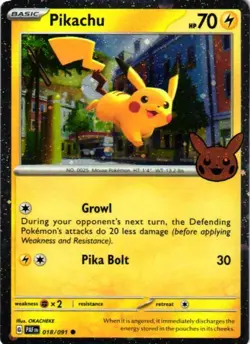 Pikachu 018/091 Holo Holo Rare Trick or Trade BOOster 2024 Pokemon Near Mint - Image 1