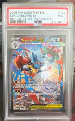 2025 POKEMON MEG EN-MEGA EVOLUTION #179 MEGA LUCARIO EX PSA 9 - Image 1