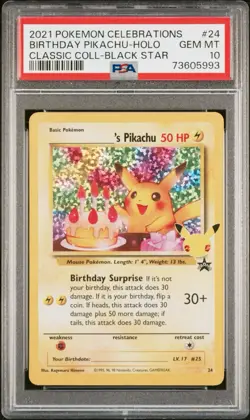 Pokemon Birthday Pikachu 24 Black Star Promo Celebrations PSA 10 - Image 1