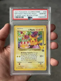 Pokemon Birthday Pikachu 24 Black Star Promo Celebrations PSA 10 - Image 3