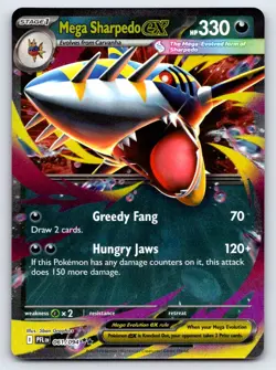 Mega Sharpedo ex 061/094 Double Rare Phantasmal Flames Pokemon Near Mint - Image 1