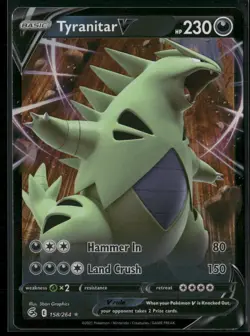 Pokemon Tyranitar V Ultra Rare 158/264 SWSH08 SWSH08: Fusion Strike NM - Image 1