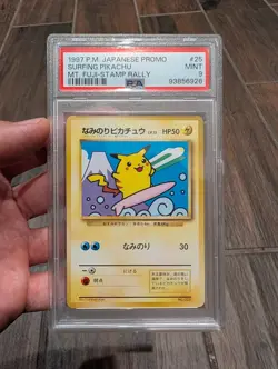 PSA 9 Surfing Pikachu Mt Fuji Stamp Rally Promo Old Back Japanese Pokemon #25 - Image 1