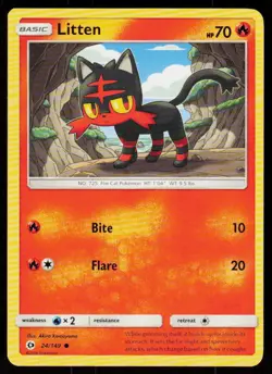 Litten 24/149 Common SM Base Set Pokemon Near Mint - Image 1
