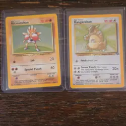 Pokemon TCG Base Set Lot 2 Hitmonchan 7/102 Holo Kangaskhan 5/64 1999 ENG - Image 1