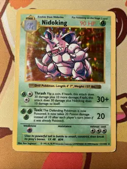 Nidoking ⭐ 11/102 Holo Holo Rare Base Set Shadowless 1999 Pokemon MP - Image 2
