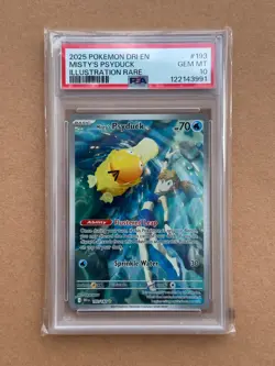 2025 POKEMON DESTINED RIVALS ILLUSTRATION RARE MISTY'S PSYDUCK #193 PSA 10 - Image 1