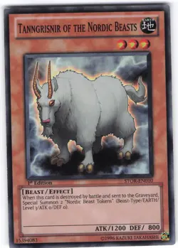 TANNGRISNIR OF THE NORDIC BEASTS STOR-EN010 SUPER RARE YU-GI-OH 1ST EDITION - Image 1