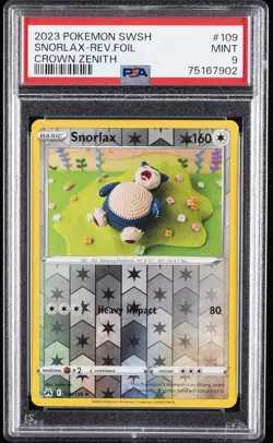 2023 POKEMON SWORD & SHIELD CROWN ZENITH #109 SNORLAX-REVERSE FOIL PSA 9 - Image 1