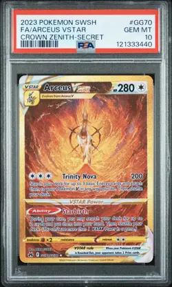 2023 Pokemon Sword & Shield Crown Zenith Arceus VSTAR GG70/GG70 PSA Gem Mint 10 - Image 1
