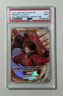 Monkey.D.Luffy 1st Anniversary Eiichiro Oda Signature ST01-012 - One Piece PSA 9 - Image 1