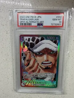 2022 One Piece JPN OP01 Alternate Art #002 Trafalgar Law PSA 10 JAPANESE - Image 1