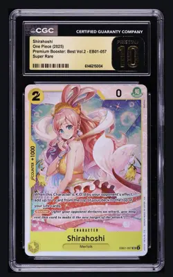 SHIRAHOSHI CGC 10 PRISTINE 2025 ONE PIECE MEMORIAL COLL PRB02 EN #EB01-057 SR - Image 1