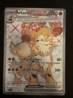 Arcanine ex 224/198 Scarlet and Violet Base Set Holo Ultra Rare NM - Image 1