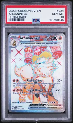 Pokemon TCG Arcanine ex 224/198 Scarlet & Violet Ultra Rare Full Art Holo PSA 10 - Image 1