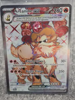 Pokemon Arcanine EX Full Art Holo Card 224/198 Scarlet Violet Ultra Rare - Image 1