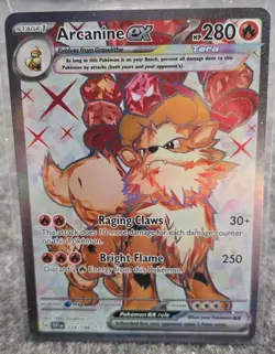 Pokemon Arcanine EX Full Art Holo Card 224/198 Scarlet Violet Ultra Rare - Image 2