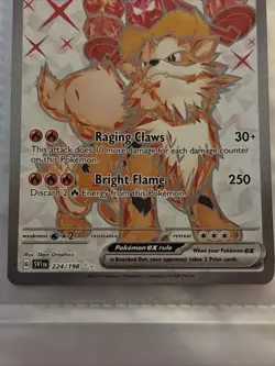 Pokemon TCG Arcanine EX Scarlet Violet Base Set Holo Ultra Rare Card 224/198 - Image 3