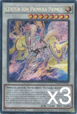 3X Yugioh Centur-Ion Primera Primus MP25-EN106 Secret Rare 1st Edition NM - Image 1